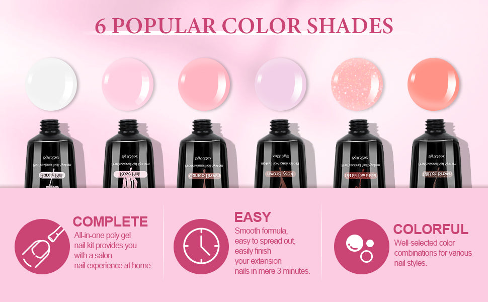 Saviland poly gel nail kit with uv light-6 colors
