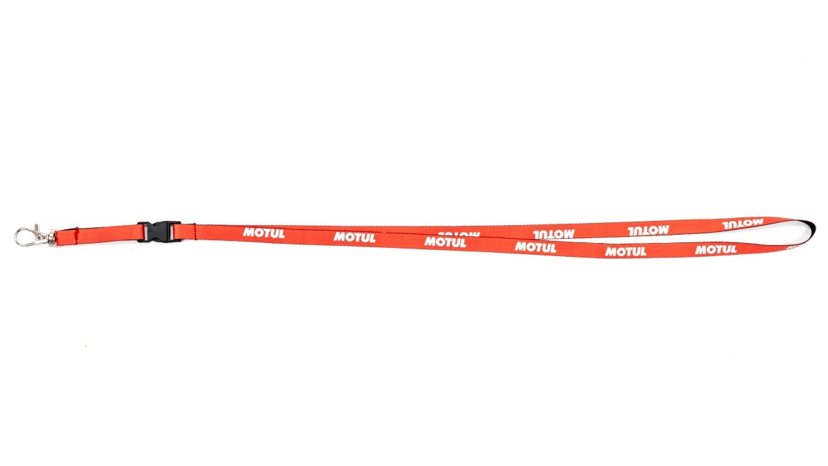 Motul Quick Disconnect Thin Lanyard Solid Red w/ White Logo