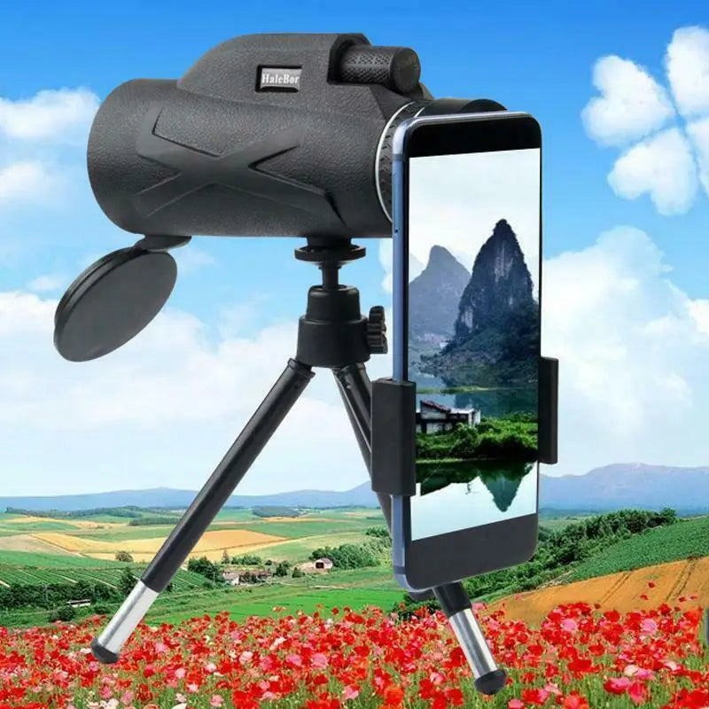 BAK4 80X100 Zoom HD Lens Prism Hiking Monocular Telescope W/Phone Clip&Tripod