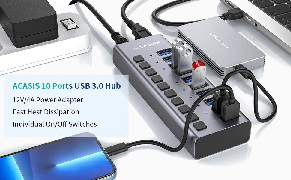Acasis Multi USB 3.0 Hub 10 ports High Speed  AC-HS710