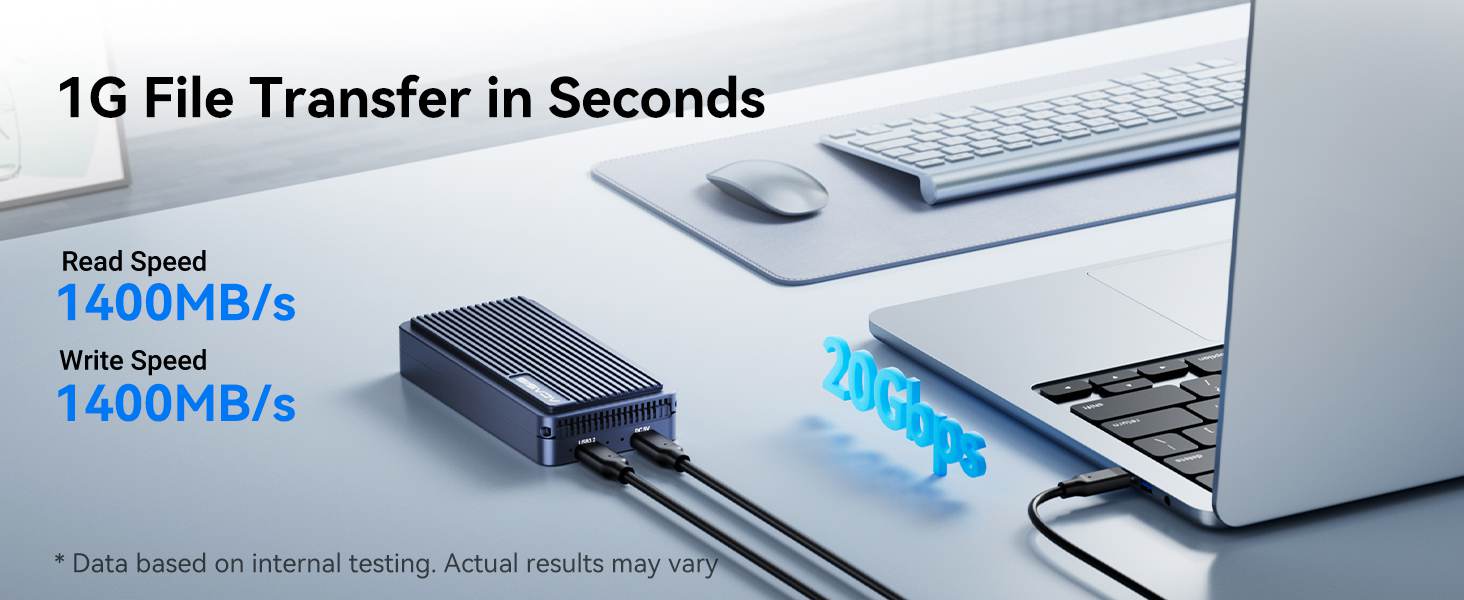 Acasis USB 3.2 20Gbps Dual Disk M.2 NVMe Hard Disk Array Case