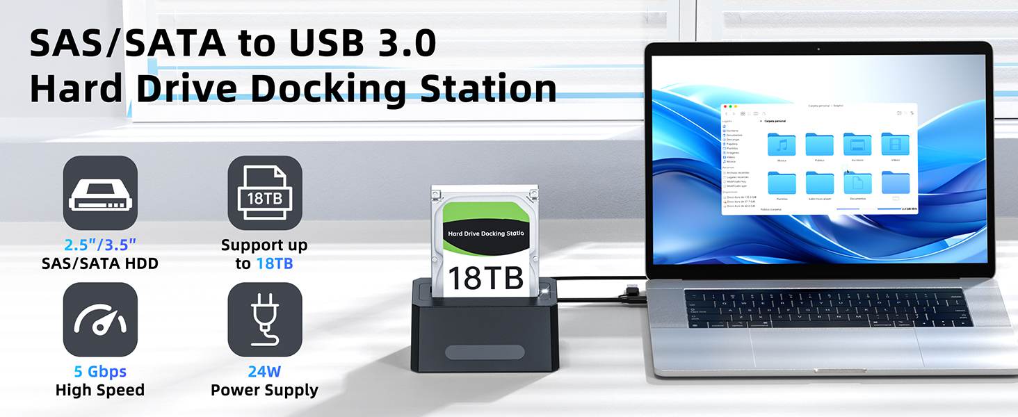 Acasis SAS/SATA to USB 3.0 Adapter, 2.5/3.5 inch External SAS Hard Driver SSD Enlcosure
