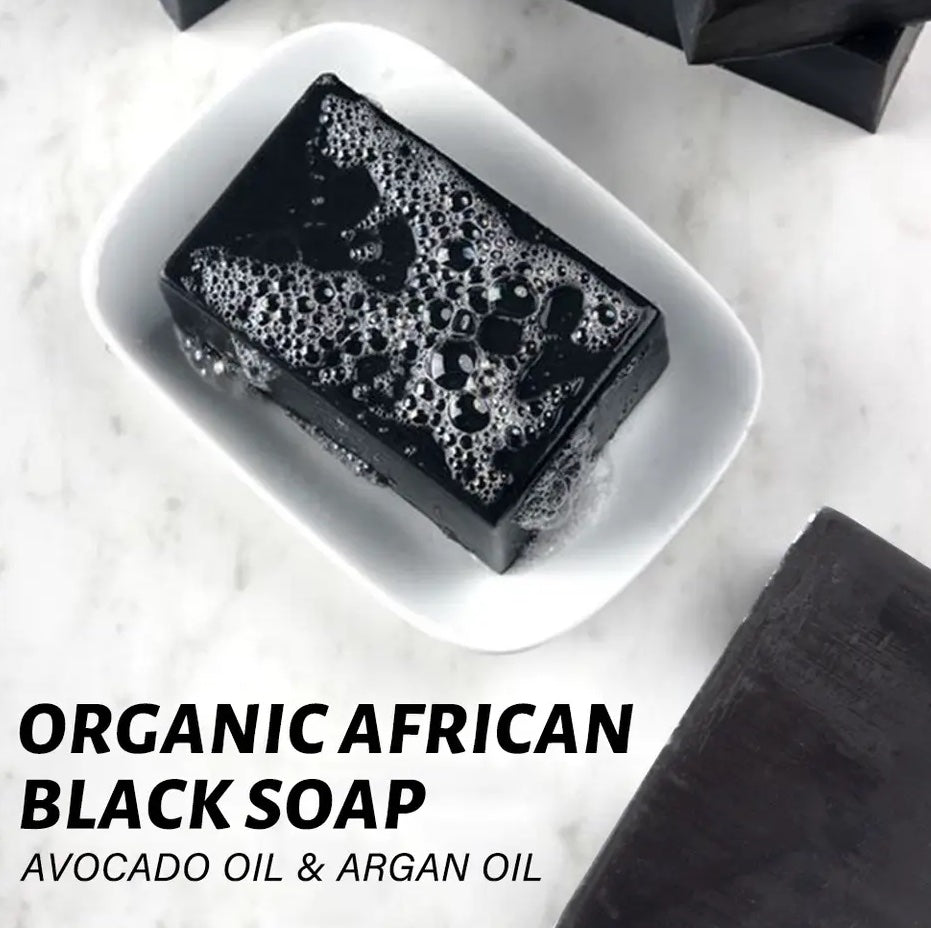Natural Black Soap w/ Avocado & Argan Oil, Moisturizing Exfoliating Smoothing (6pks), 12 oz