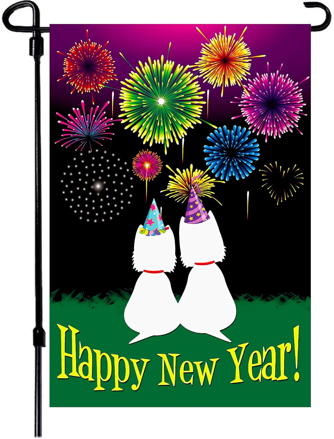 New Years Flag,Happy New Year Garden Flag 12.5x18 Inch Double Sided Printing