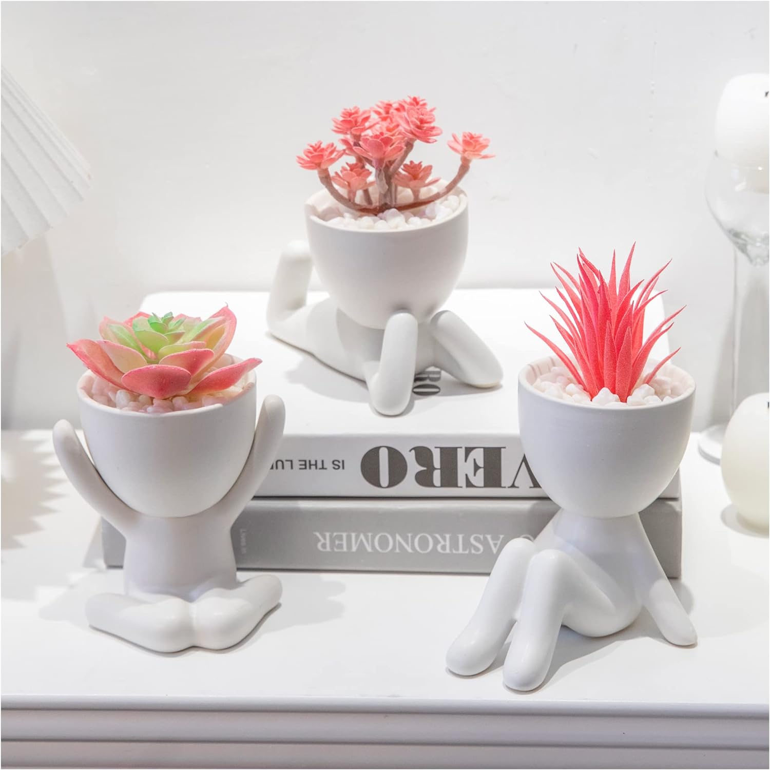3PCS Human-Shaped Potted Artificial Plants Office Decor for Women and Men