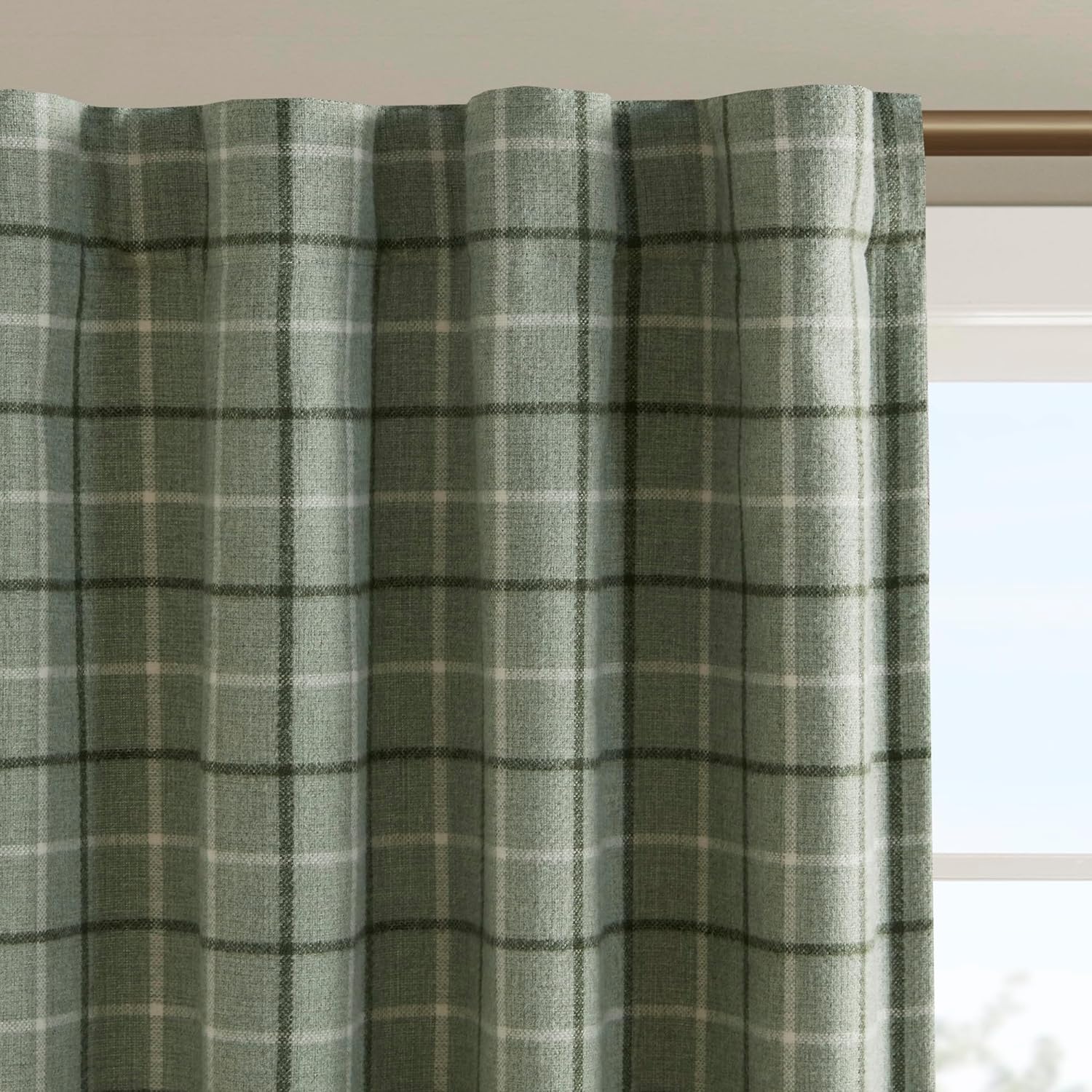 Plaid Curtain Window, Thermal Insulated Fleece Lining, 1-Single Panel Pack, 50