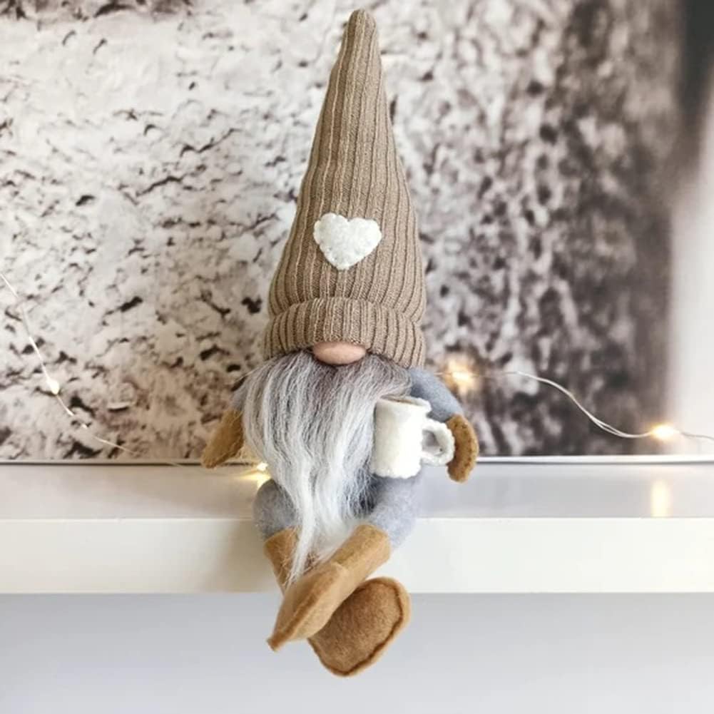 2 Pcs Gnomes Plush Bar Decor, Handmade Swedish Tomte Gifts Farmhouse Scandinavian Figurine Gnome