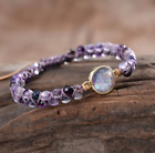 Braided Amethyst Beads Opal 2 strands Healing Reiki Women Girls Bracelet Gift
