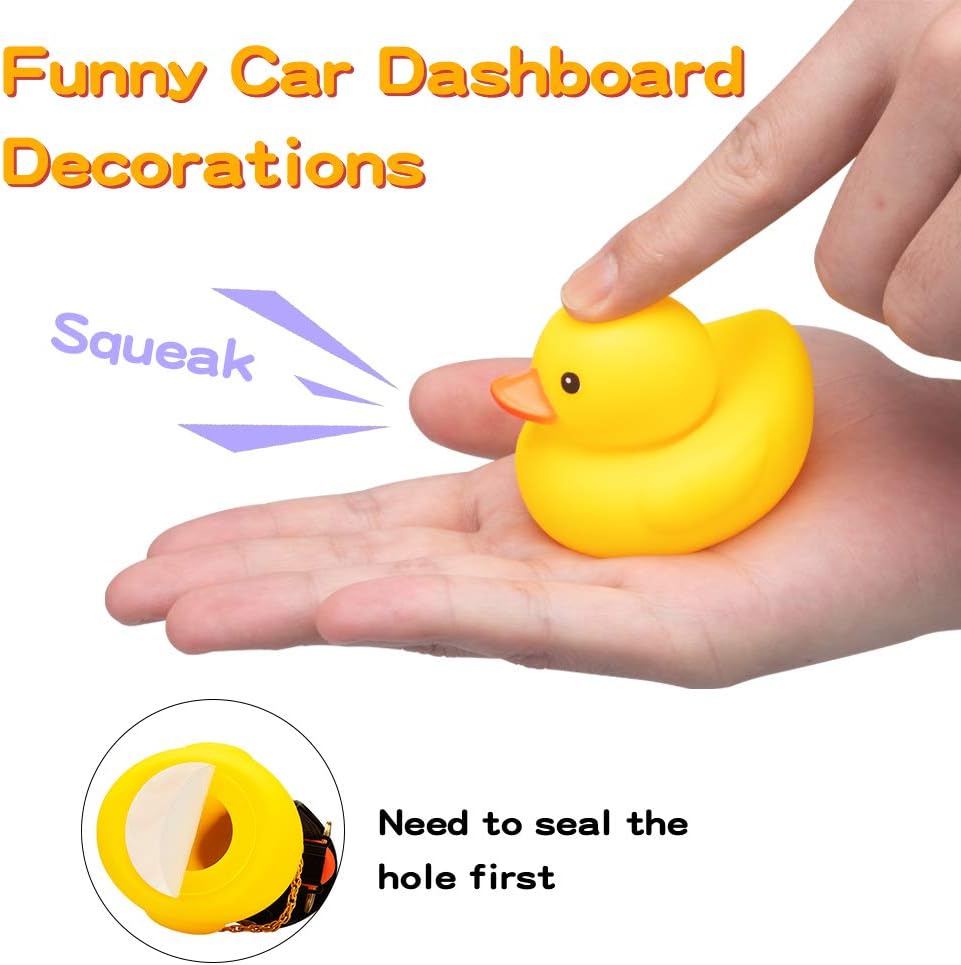 Yellow Duck Car Dashboard Decorations with Propeller Helmet for Christmas Decor