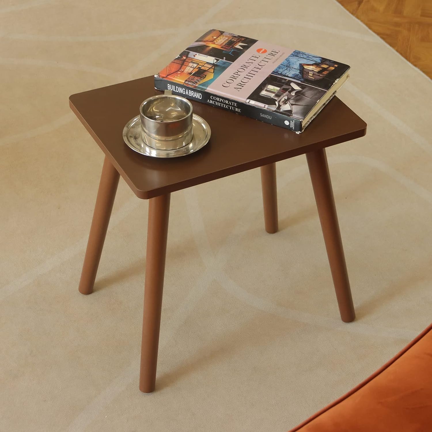 Small End Accent Table for Living Room with Solid Wood, Easy Assembly, (Brown)