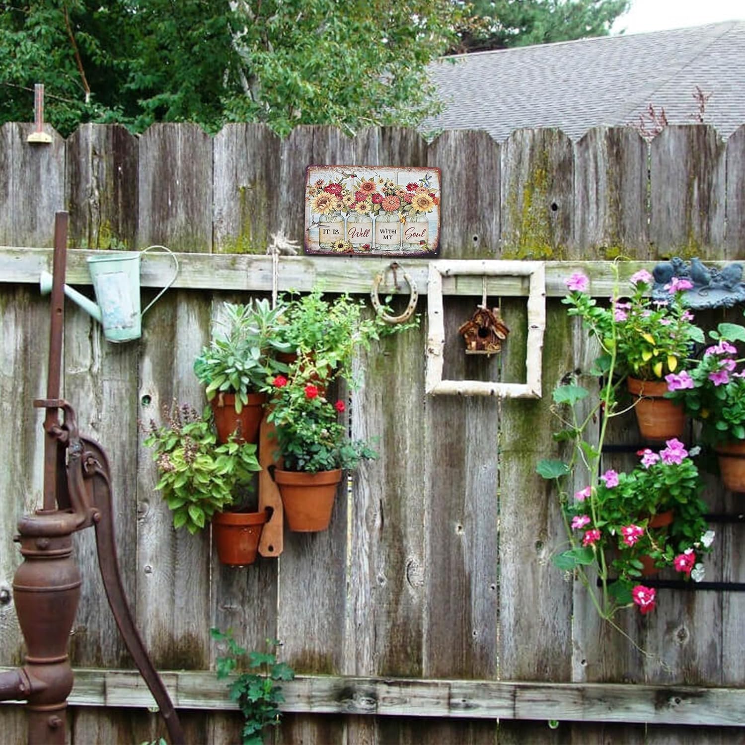 Vintage Garden Metal Tin Sign gardening gifts for women Flower Wall Decor