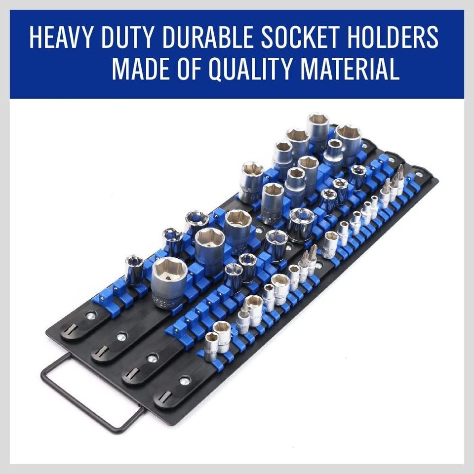 80-Piece Heavy Duty Socket Organizer, 1/4-Inch, 3/8-Inch, 1/2-Inch, Socket Holders
