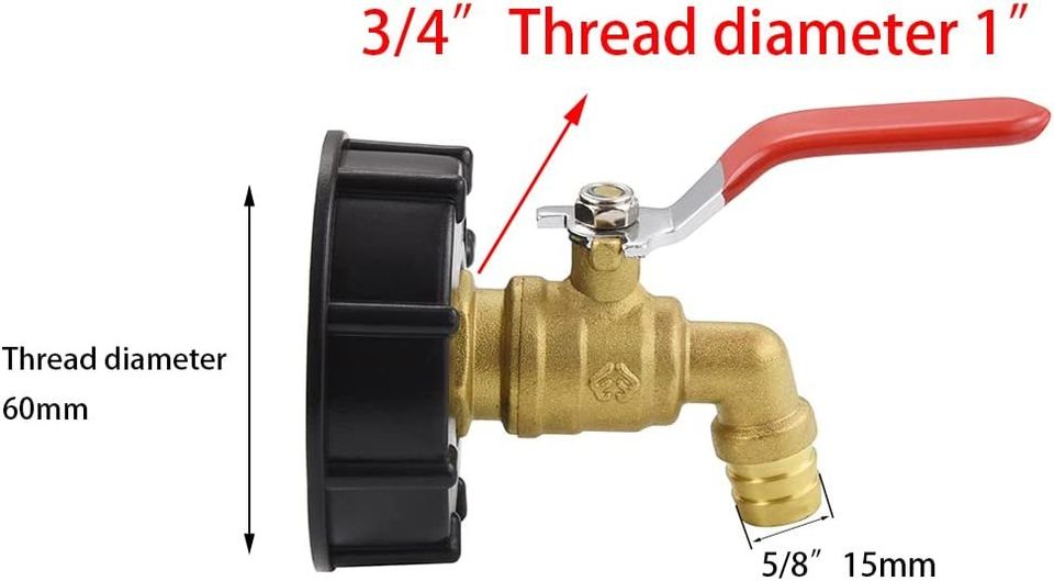 NEW 275 330 Gallon IBC Tote Adapter,IBC Tote Brass Faucet Valve with 5/8