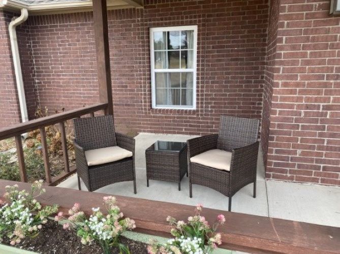 Outdoor Furniture Set Patio Porch Chairs with Storage Side Table, Rattan Cushioned Set 3-Piece