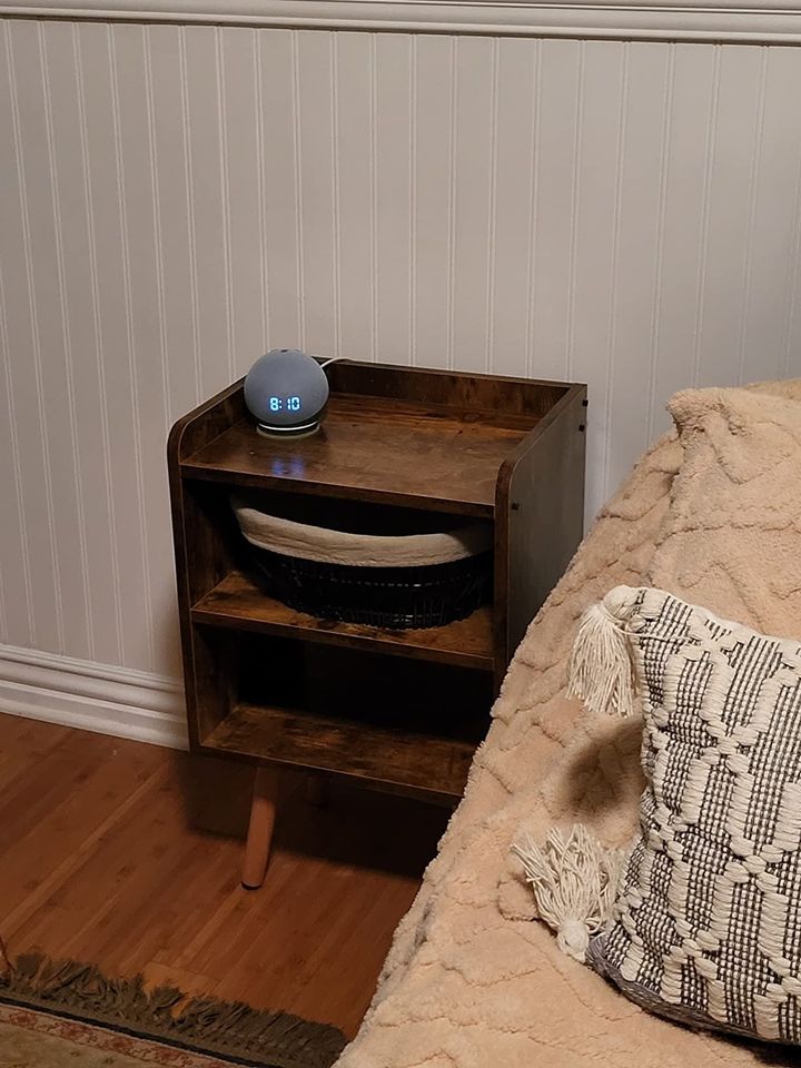 Rustic Brown Nightstand with Storage Shelf