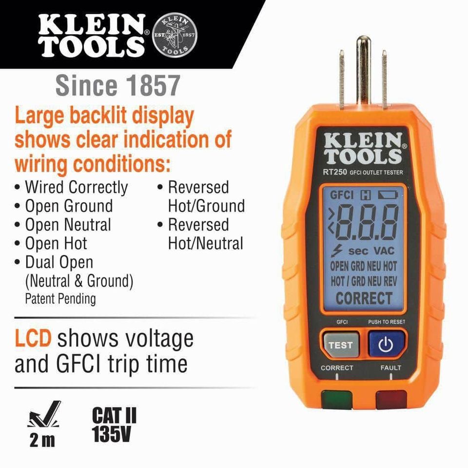 GFCI Electrical Outlet Tester with LCD