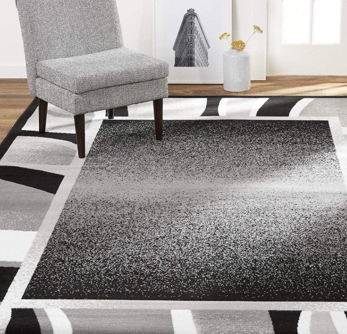 Black & Gray Rectangular Rotana Area Rug, 21 x 35 Inches