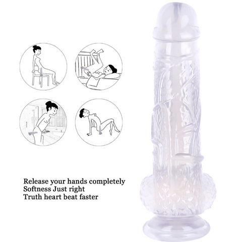 Clear 11 Inch Realistic Dildo