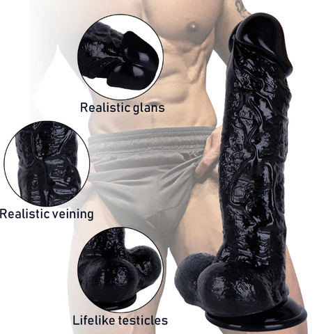 Black 10 Inch Soft Dildo