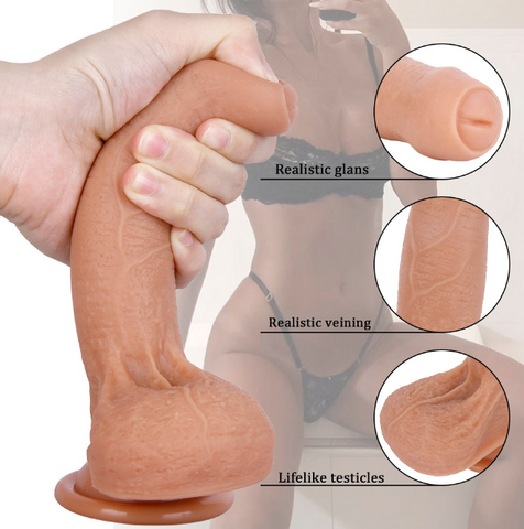 Small 7 Inch Silicone Dildo in use