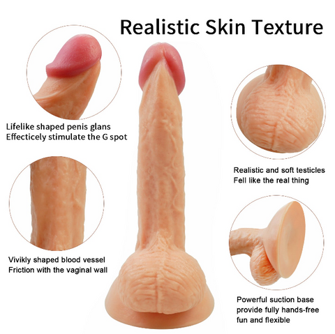 8 Inch Bendable Real-Feel Dildo With Balls