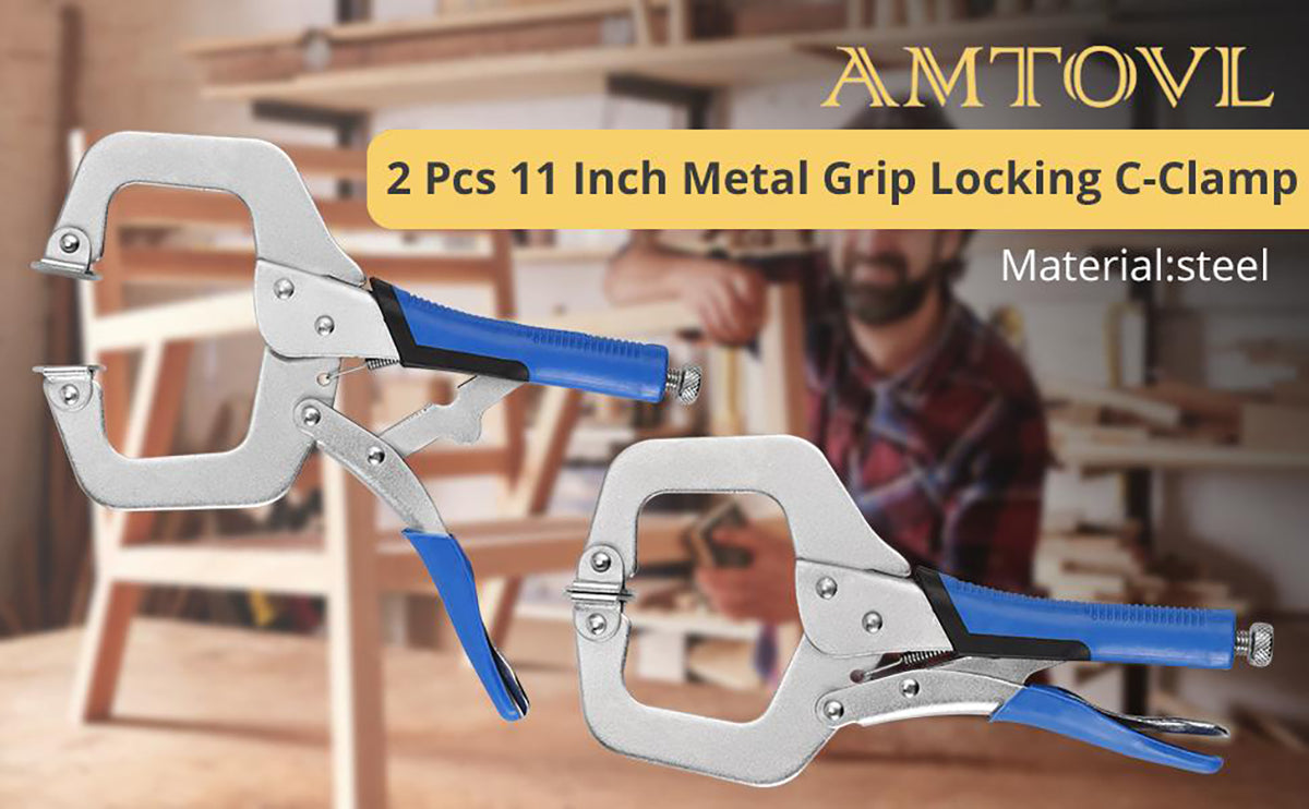 AMTOVL 2PCS 11" Face Clamp Metal Grip