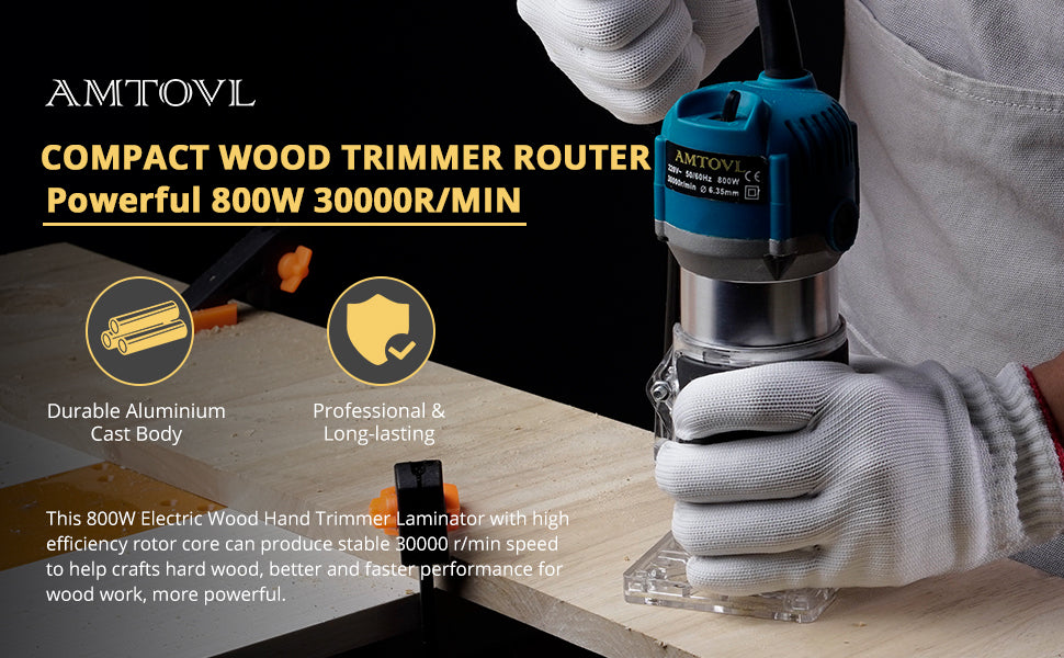 AMTOVL 1/4" 6.35mm Electric Wood Hand Trimmer