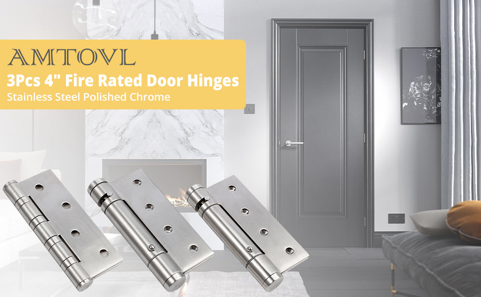 AMTOVL 3Pcs 4" Fire Rated Door Hinges