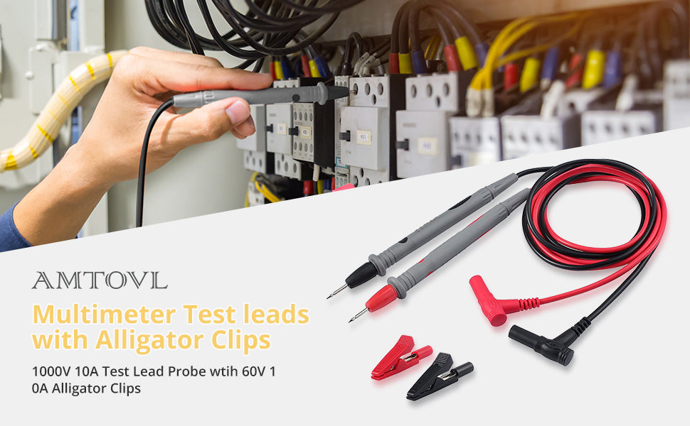 AMTOVL Multimeter Test leads wtih 60V 10A Alligator Clips