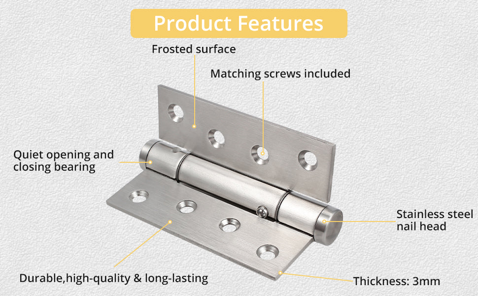 AMTOVL 3Pcs 4" Fire Rated Door Hinges