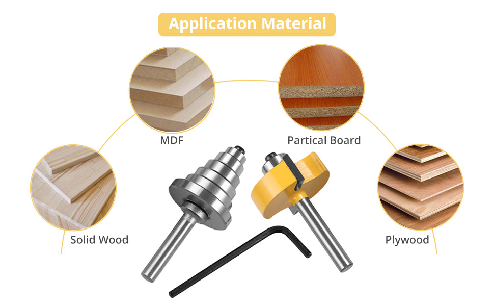 AMTOVL Rabbet Router Bit with 6 Bearings Set