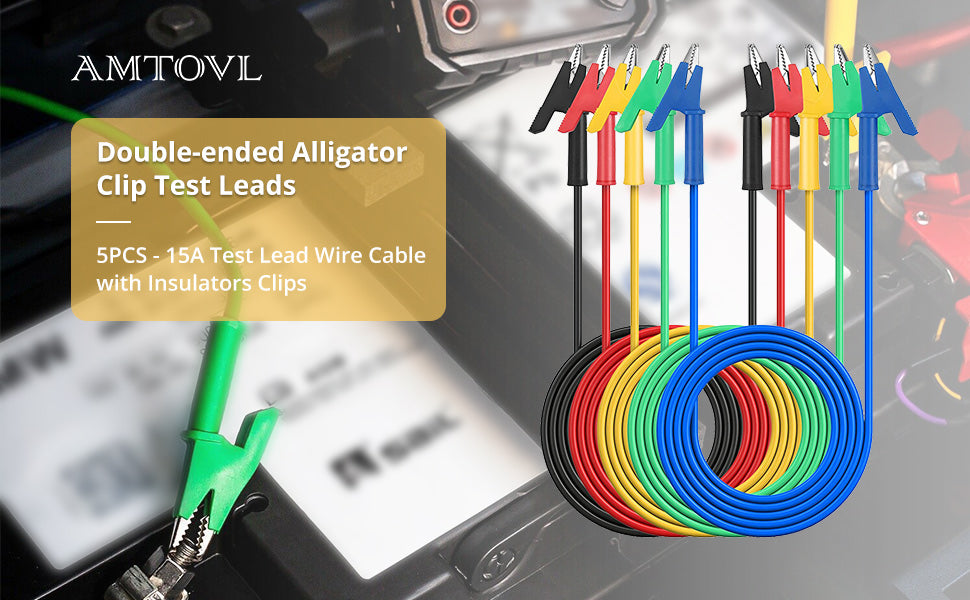 AMTOVL Double Ended Alligator Clips 5 PCS 15A Test Lead