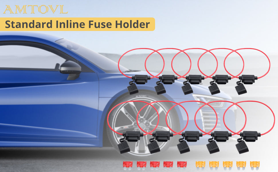 AMTOVL 10 Set Standard Inline Fuse Holder