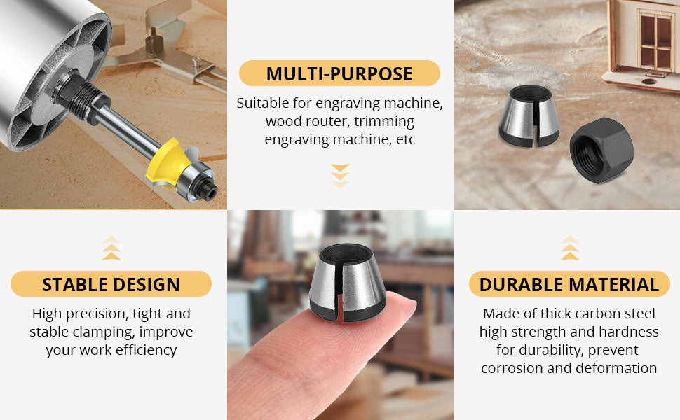 AMTOVL 6PCS Router Chuck Clamping Adapter