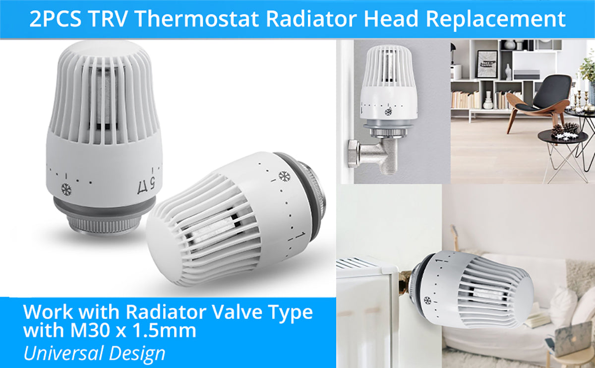 eSynic 2Pcs Popular Thermostat Radiator Heads