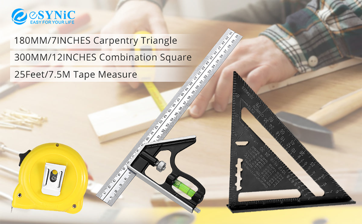 eSynic Alloy Combination Square Capentry, 12 Inch/300mm Combination Square Set