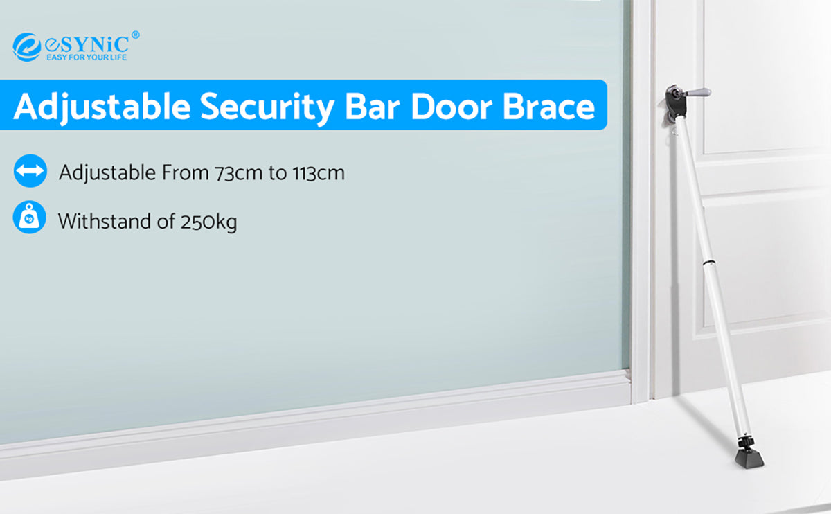 eSynic Professional Adjustable Security Bar Door Brace Portable