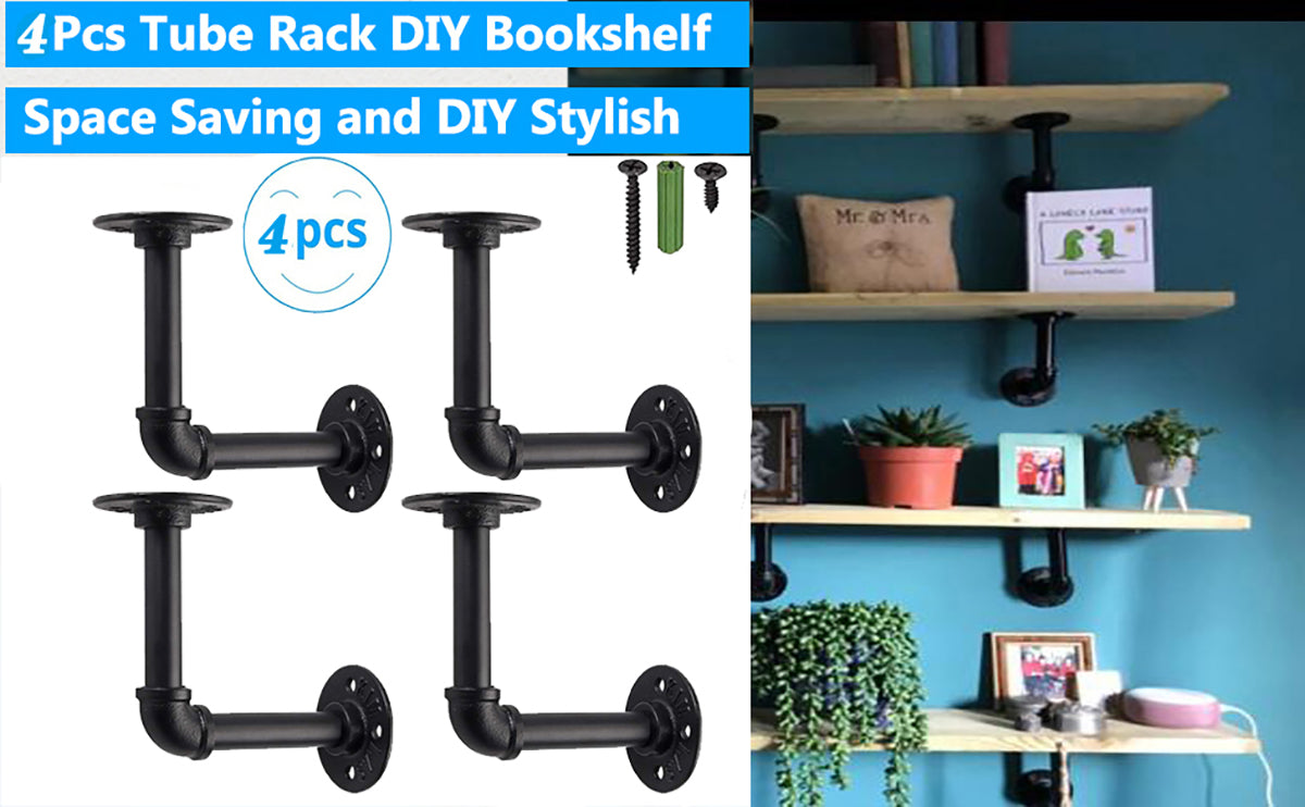 eSynic 4Pcs Pipe Shelf Brackets (13 * 13cm)