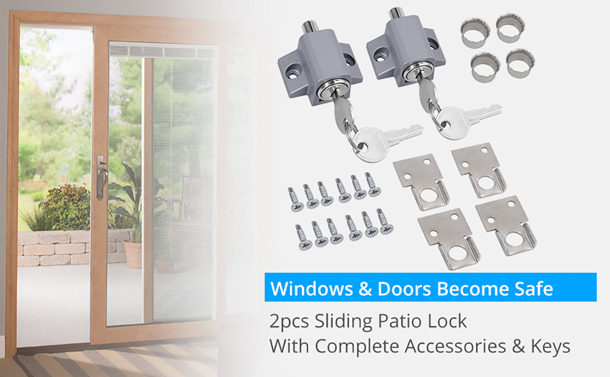 eSynic 2Pcs Sliding Patio Lock Sliding Patio Door Latches Set