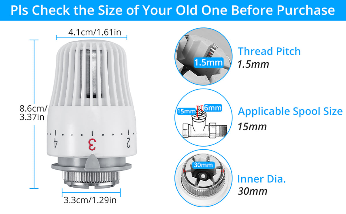 eSynic 2Pcs Popular Thermostat Radiator Heads