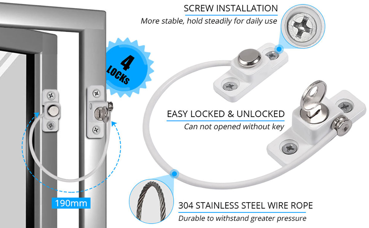 eSynic 8PCS Professional Window Restrictor UPVC Locks