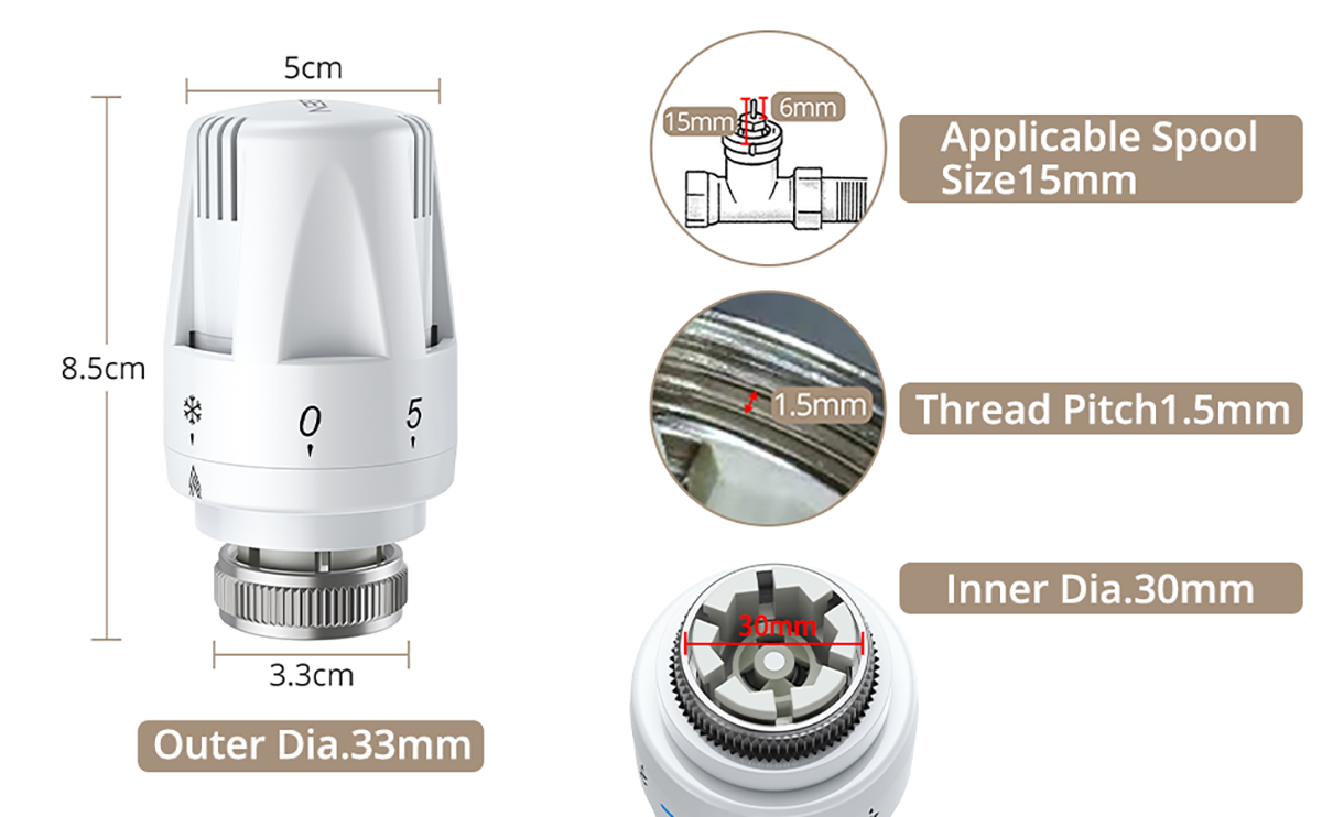 eSynic 4pcs Smart Radiator Thermostat TRV M 30 x 1.5 Radiator