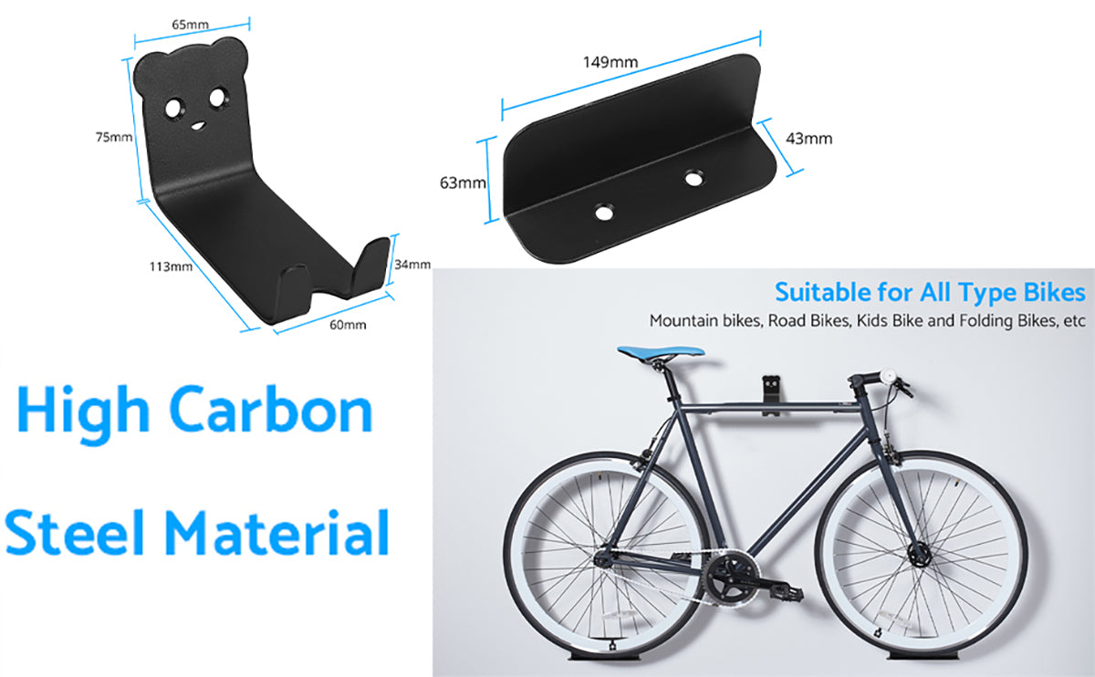 eSynic 6Pcs Heavy Duty Bicycle Wall Mount Pedal Hook - Black