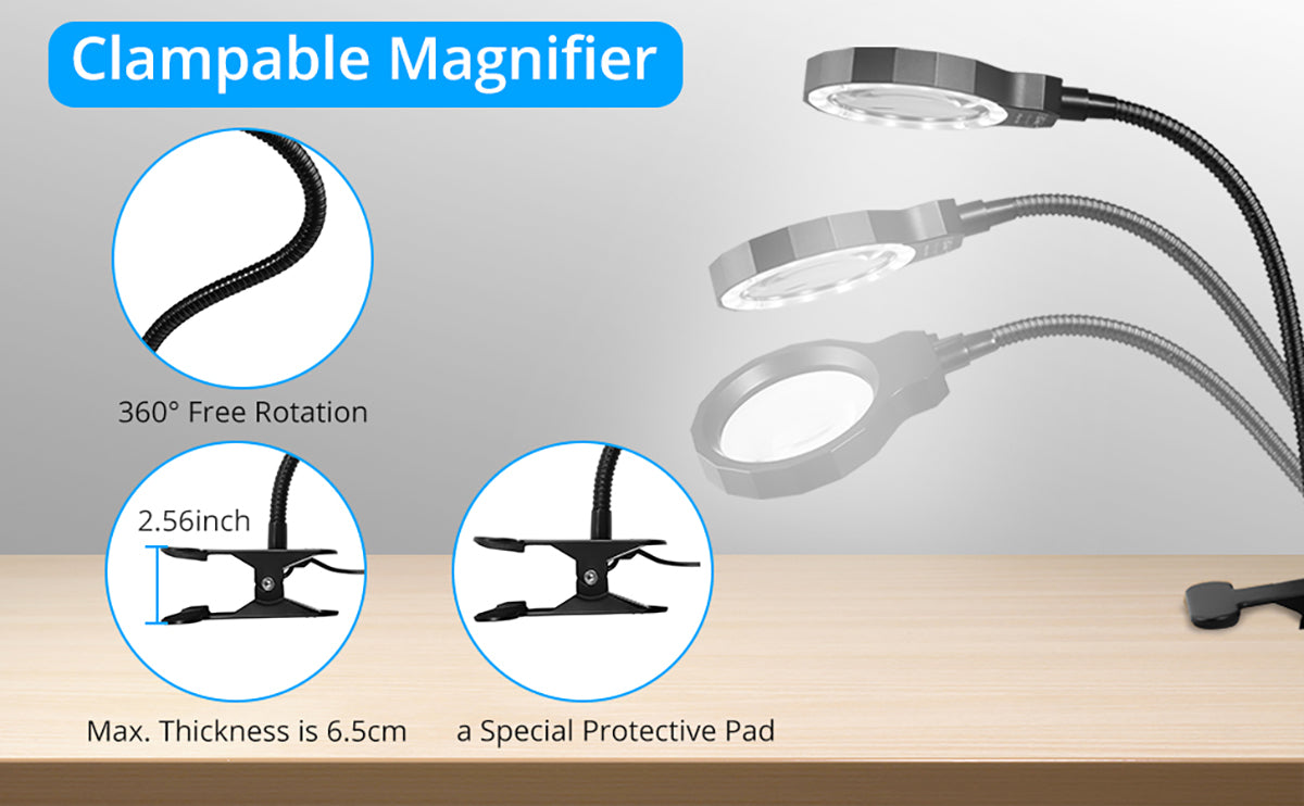eSynic Handsfree 5X Magnifying Glass with Light