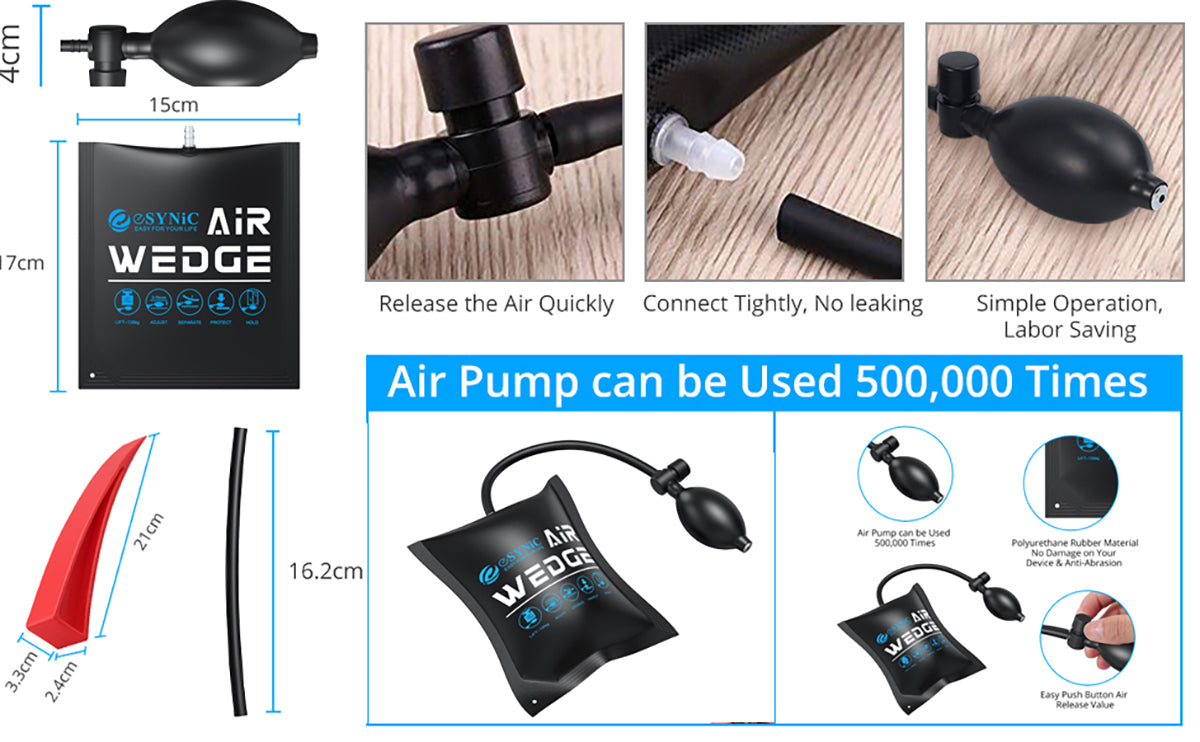 eSynic 4pcs Air Wedge Pump Wedge with Plastic Wedge
