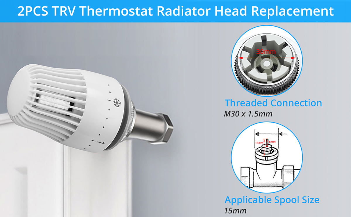 eSynic 2Pcs Popular Thermostat Radiator Heads