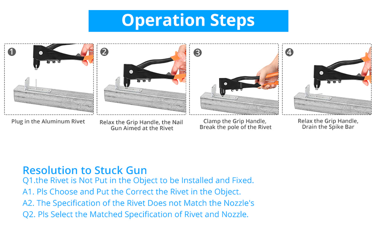 eSynic Popular Rivet Gun Hand Riveter Gun Kits