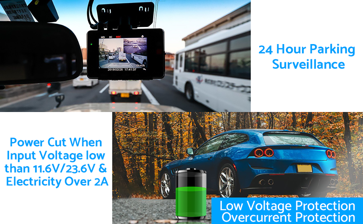 eSynic OBD Dash Cam Hard Wire Kit Universal HardWire Fuse Box Car Recorder