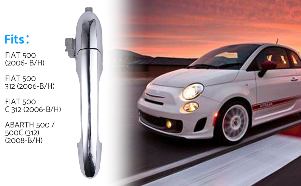eSynic Chrome Handle Fit Fiat & Abarth 500 Left Handle