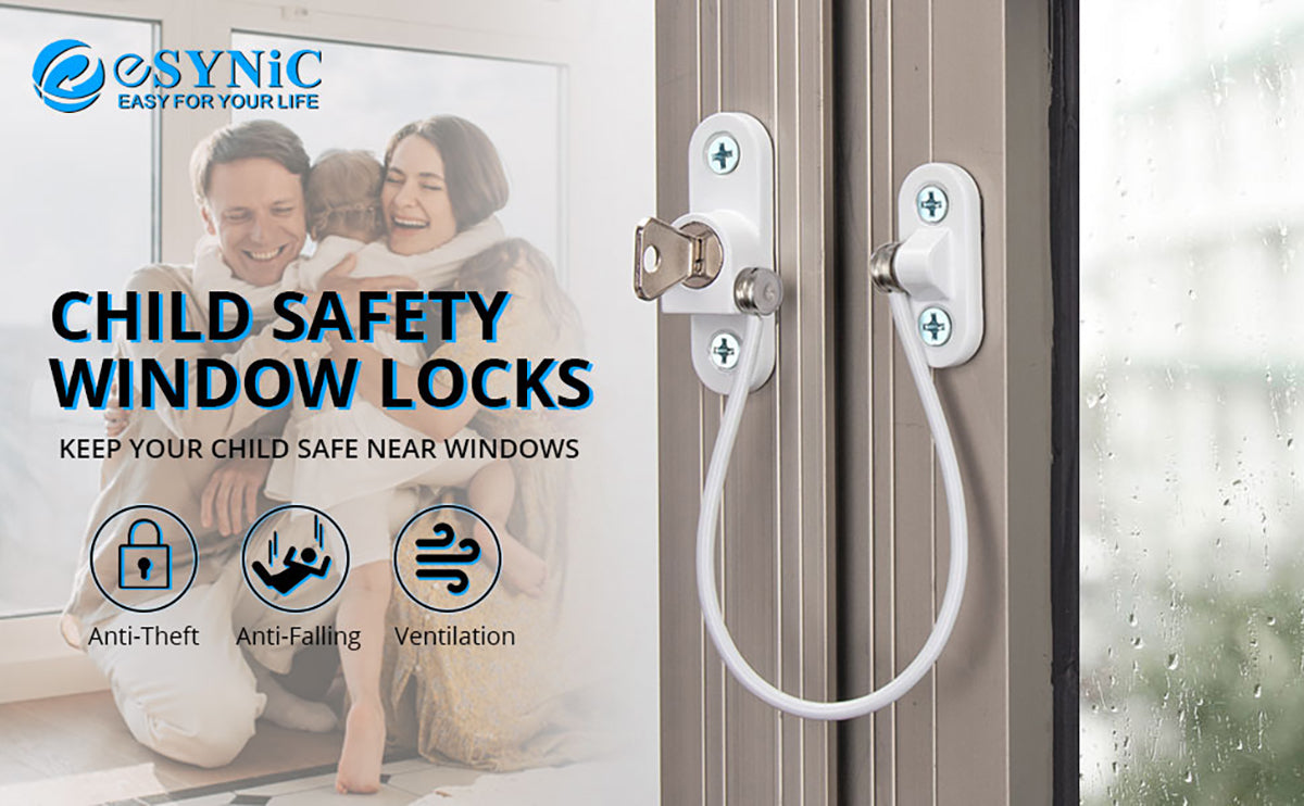 eSynic 6pcs Kids Window Restrictor Locks Window Lock UPVC - White